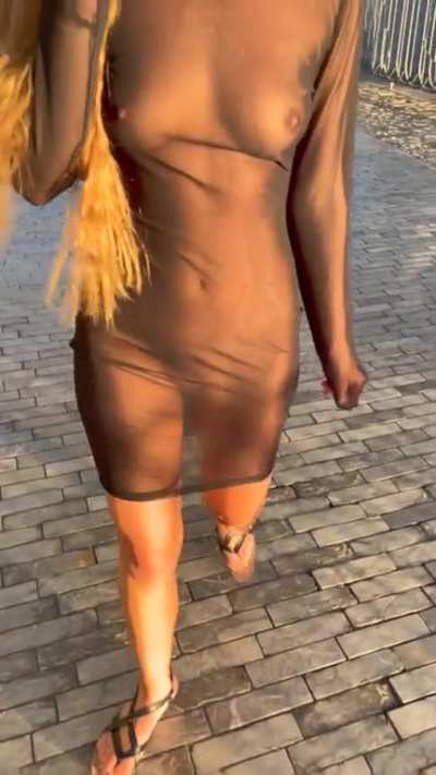 Wearing my see through dress on the Vegas Strip!
