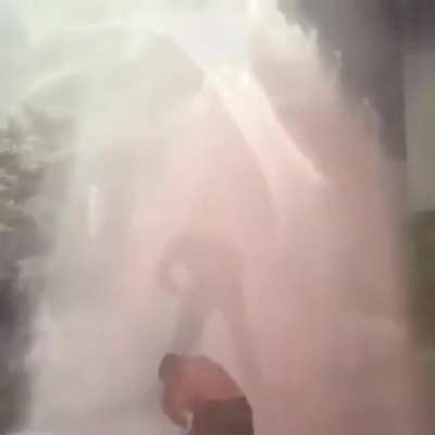 Hydrant got broke off. Tons of pressure in those and Guy had the knowledge and tools to stop it before it flooded everything