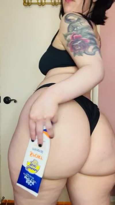 she rubs the lotion on her skin... 😈