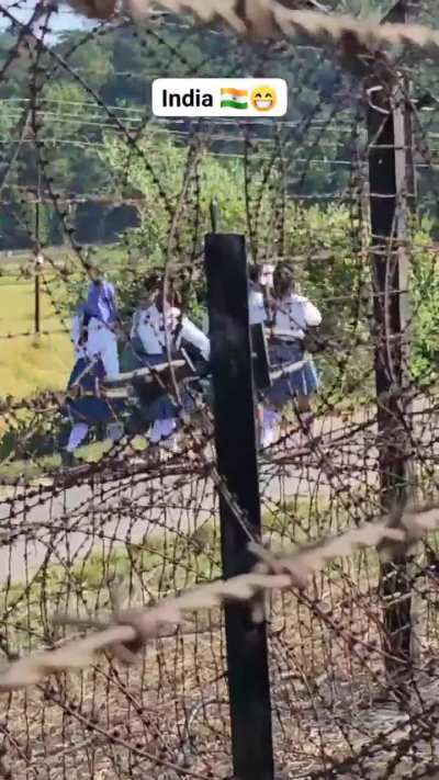At the India-Bangladesh border, Stinky Kanglus boys are troubling young Indian schoolgirls, taunting &mdash; "saying- Takao na...yeh ladki..&rdquo;