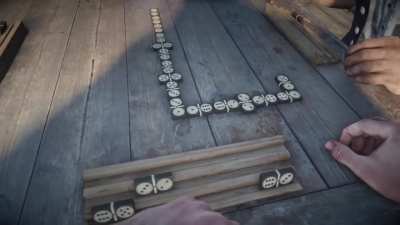 "win 3 rounds of dominoes without drawing any tiles"