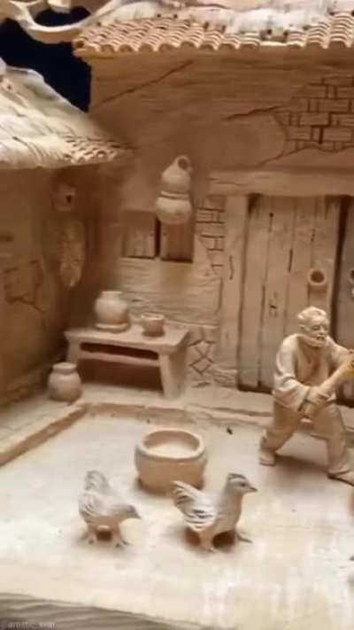 Extremely detailed wood carving