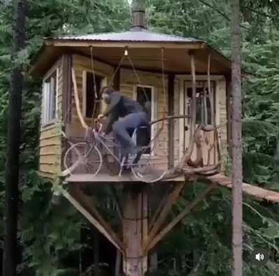 That&rsquo;s just different. Entering the treehouse with a bicycle