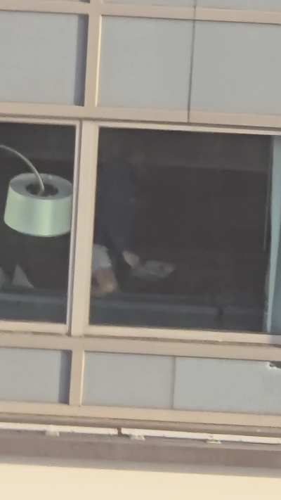 Letting everyone outside our hotel window watch