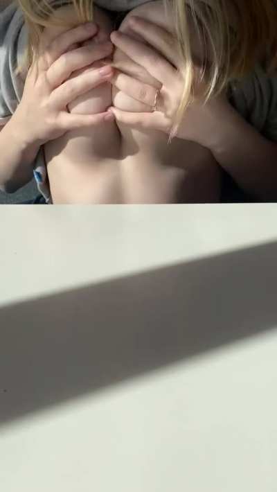 Just me bouncing my boobs while waiting for my food