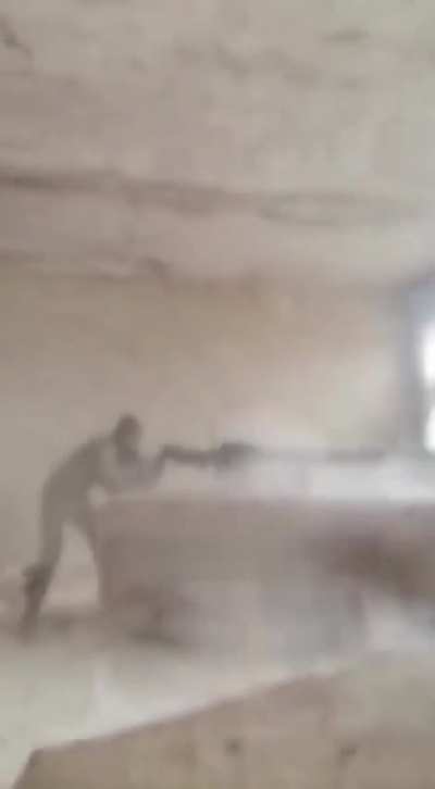 Ukranian soldier fires at Russian positions from a massive "Kord" heavy machine gun [21.05.2022]