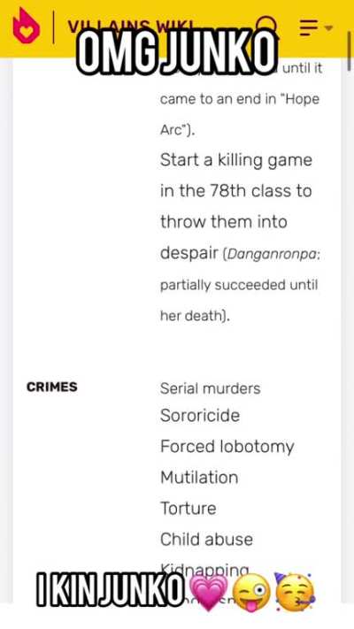Junko Kinnies be like : &ldquo;she is just relatable tho &ldquo;