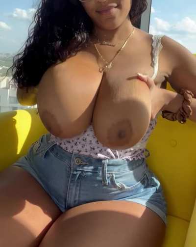 Do you like big tits on a caramel girl?