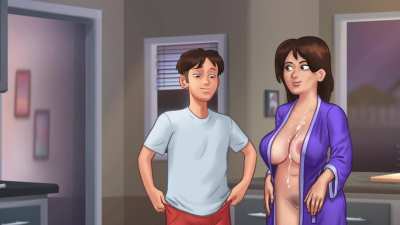 "Summertime Saga: Debbie's Naughty Kitchen Encounter"In this steamy episode of Summertime Saga, Debbie, the gorgeous and seductive stepmom, takes her sexual desires to the kitchen. As she prepares a delicious meal, her naughty thoughts intensify, leading 