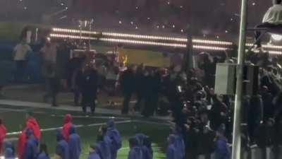 A background dancer unfurled a Palestinian &amp;amp; Sudanese flag while performing in the Super Bowl Halftime Show before being tackled by security &amp;amp; escorted off the field.