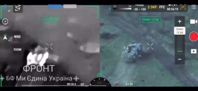 Anti-tank mine laid by a &ldquo;Baba Yaga&rdquo; drone destroys Russian vehicle.  June 2024