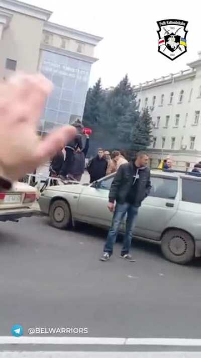 The Belarusian Kalinouski Regiment filmed their drive through Kherson, and the greetings &amp;amp; celebrations of the people there. Hopefully it won't be too long before they can victoriously drive through the streets of Homiel, Mazyr and Miensk in a similar