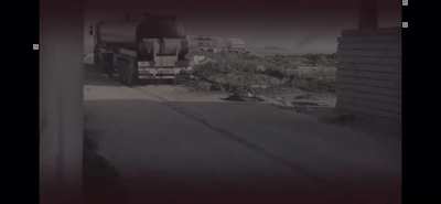 Isis camera shows the moment a US A10 warthog strafing their convoy in Iraq. [ exact date/location unknown]