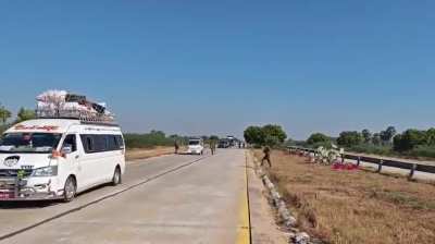 Natogyi PDF take control and perform inspections on the Yangon-Mandalay Highway as the tat hold sham elections.