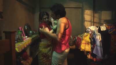 Wife Ena Saha had zero idea her brother in law being a pervert secretly watching her change clothes and eye fucking her cleavage, when she does find out, she teases him letting him watch her fuck his brother(her husband) in Bonyo Premer Golpo (2020)