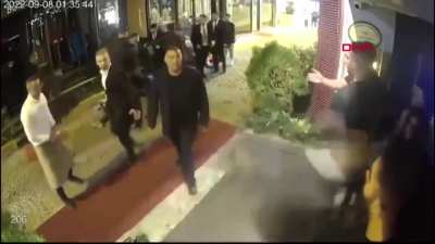 headbutting a bouncer is not a good idea especially if there is 12 more waiting. (They are not dead)