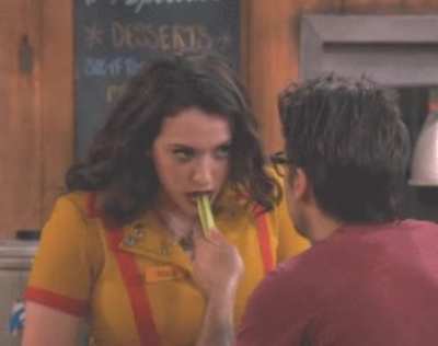 Max tries a piece of celery