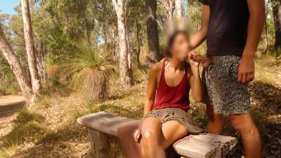 Most risky sex we ever had...getting a blowjob right by the path!