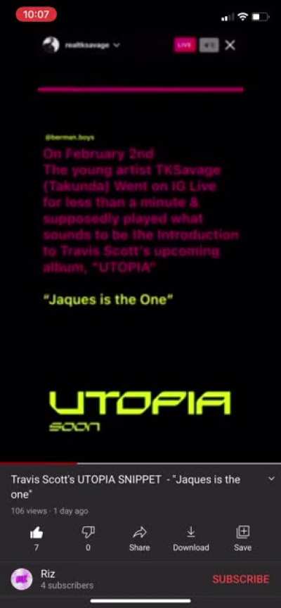 Y&rsquo;all lucky i saved the UTOPIA leak i posted before it deleted on youtube 😂