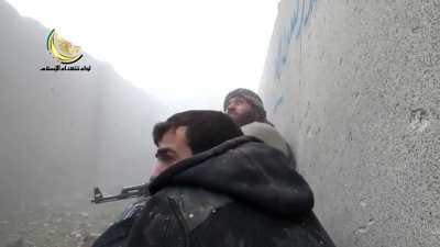 Opposition fighters attempt to storm SAA positions under the cover of heavy fire aka the prelude to the 