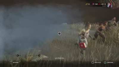 oh boy I escaped I wonder how my teammate is…doing
