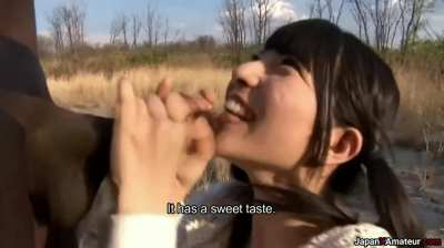 Japanese Girl Tasting A BBC Outdoors In Africa Before Getting Fisted (Decensored)