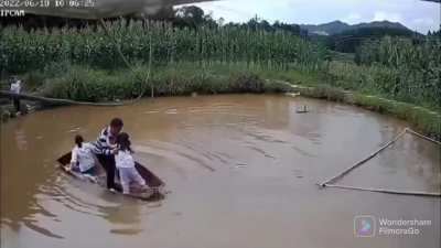 Peaceful family boat ride
