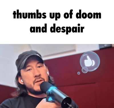 Mark&rsquo;s thumbs up bubble surprise but I made it into a meme to use on Discord. Go nuts