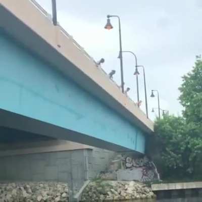 Not letting go while swingin&rsquo; off a bridge