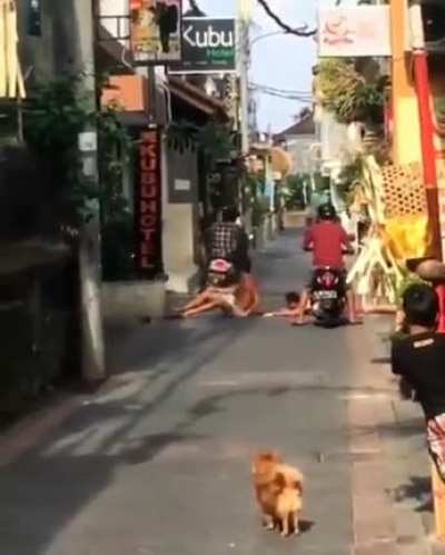 Human block: Turn around and back off...