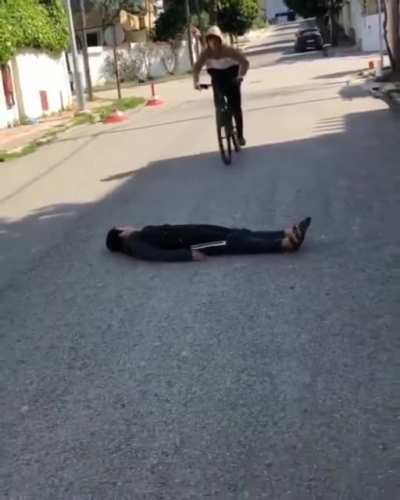 Trying a bike trick