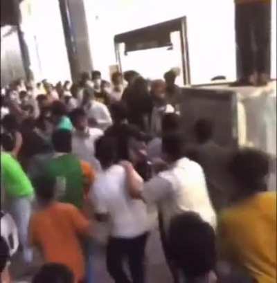 Brave young man steps up and tries his best to escort minor to safety after hundreds of GROWN Saudi Arabian men sexually and physically assault her for not covering up at Saudi Arabia&rsquo;s National Day celebrations.
