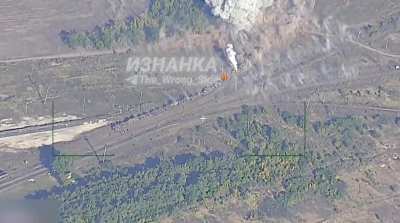 RU POV: Ukrainian train carrying military vehicles struck by Russian munitions