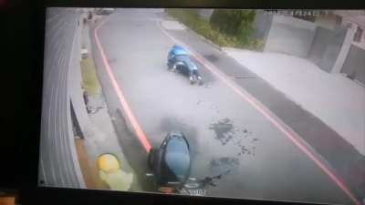 Psycho with a spray gun full of gasoline and blowtorch tries to set father and son on fire and gets KO'ed.