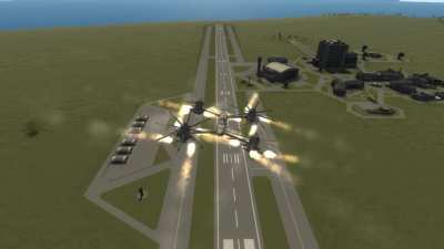 Its a quadcopter. But with rocket engines.