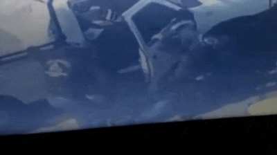 After an unsuccessful attempt to steal a driver&rsquo;s car at gunpoint, thief is hit by another car and then by a bunch of people.