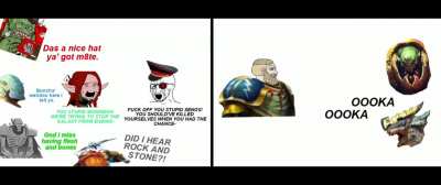 Average 40k "Diplomatic cease-fire" vs Average Fantasy/AOS alliance meeting