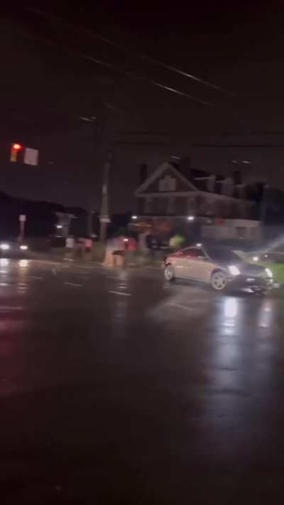 Brave woman attempts to stop a street takeover