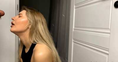 Clothed Blonde With Cum In Hair