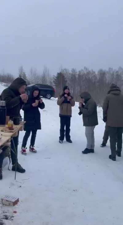Our Lithuanian Heroes the Wolves Of Light, enjoying their Borsch!