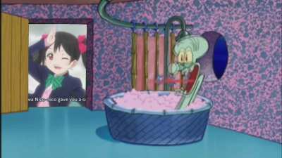 Squidward meets anime school idol Nico Yazawa: