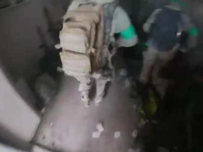 UAF POV: battle in unspecified city, Ukrainian forces fire two GL rounds and receive one in return. No one hit on UA side.
