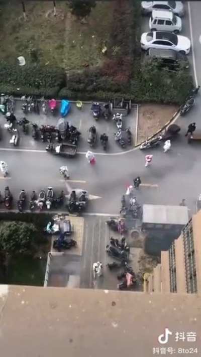 Chinese stormtroopers not only using fog sprayers but also flamethrowers to sanitise the entire city of Xi'an now