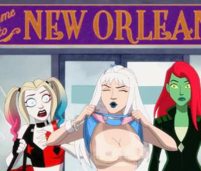 Harley Quinn, Nora Fries, Poison Ivy - tit flashing at the airport [Harley Quinn, DC]