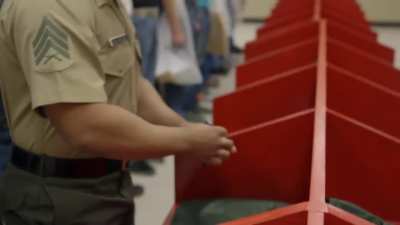 The contraband room on the first night of U.S. Marine boot camp