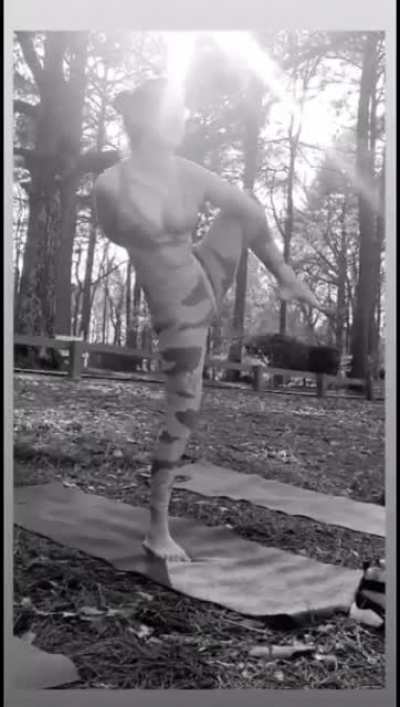 mills doing yoga