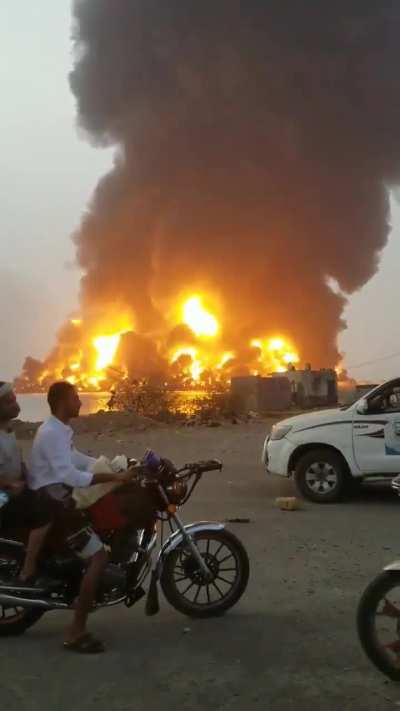 Moments after an alleged Israeli airstrike on Houthi controlled part of Yemen