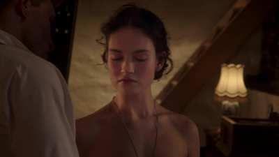 Imagine you get stuck in a mountain hut with Lily James due to a snowstorm and she makes clear she does not intend to spend the time reading books. How will she get fucked through the days you are stuck there?