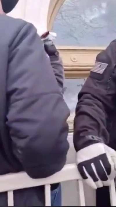Trump Supporter To ANTIFA BREAKING The Capitol Window &ldquo;Hey WTF man! Are you Antifa? Are you *%!% Antifa? What are you doing??&rdquo; While crowd boos.