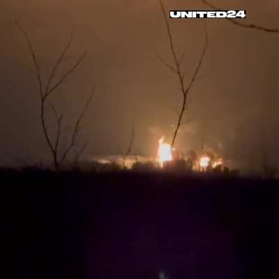 An oil depot burning near the Voronezh region
